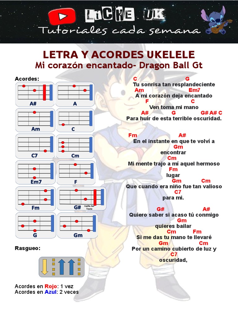Mi Corazón Encantado Dragon Ball Gt Letra Y Acordes Ukelele Pdf