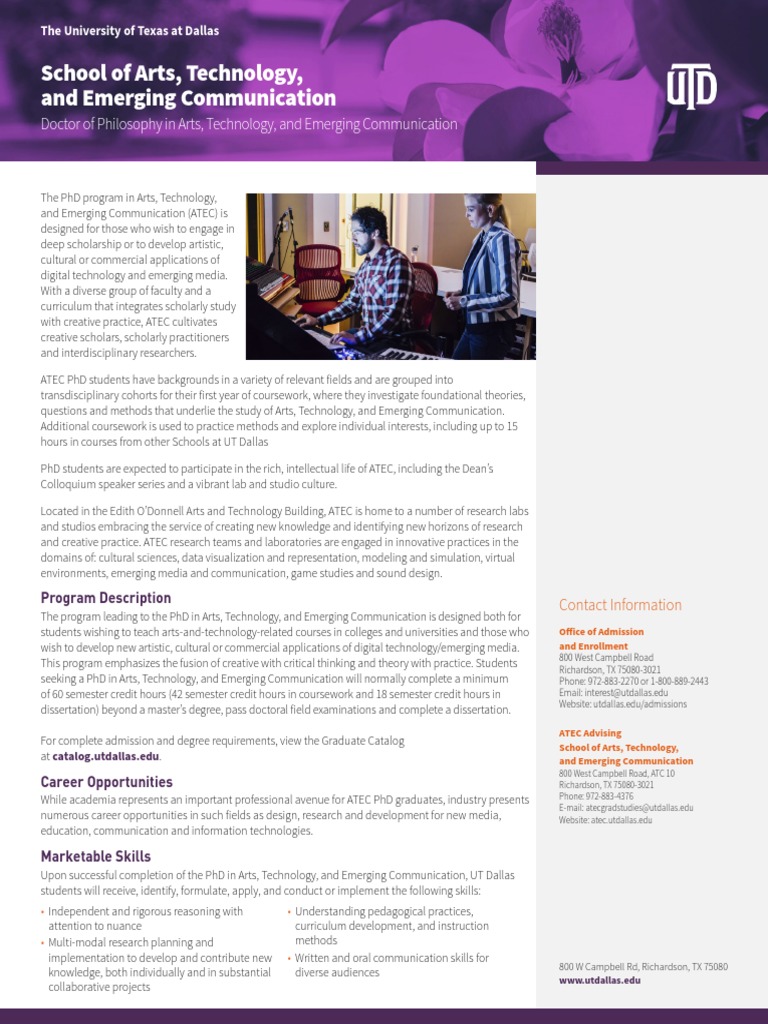 School of Arts, Technology, and Emerging Communication PDF Doctor