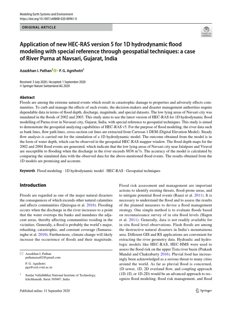 Application of New HEC RAS Version 5 For 1D Hydrodynamic Food ...