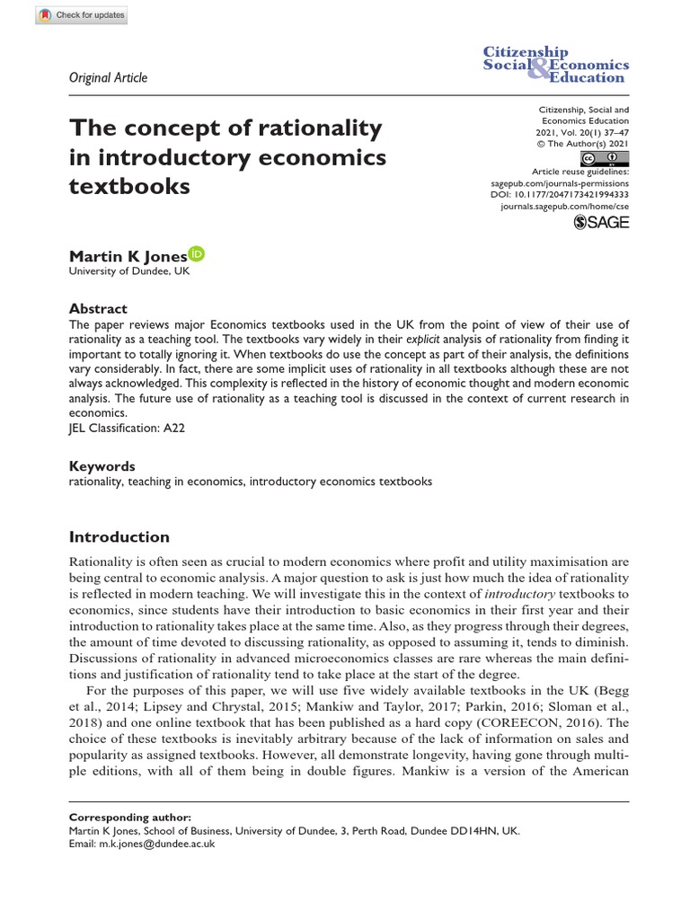 Rationality Assumption Econ | A synthesis of behavioural and mainstream ...