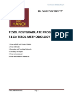 Tesol Postgraduate Program 5113: Tesol Methodology: Ha Noi University