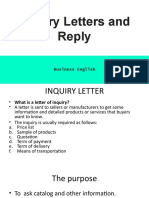 Inquiry Letters and Reply: Business English