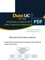 EPS7401 Formulación y Evaluación de Proyectos - Clase 3 - Fases de La Evaluación de Proyectos