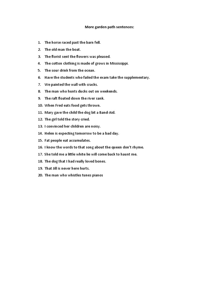 Garden Path Sentences PDF