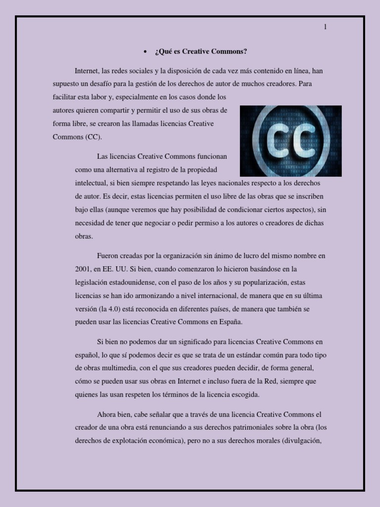 Creative Commons Y Derechos de Autor | PDF | Creative Commons | Autor