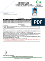 Admit Card: Caf Examination SPRING 2022 Under Centre-Based Environment