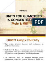 TOPIC 1a Units For Quantities & Concentrations - Mole & Millimole