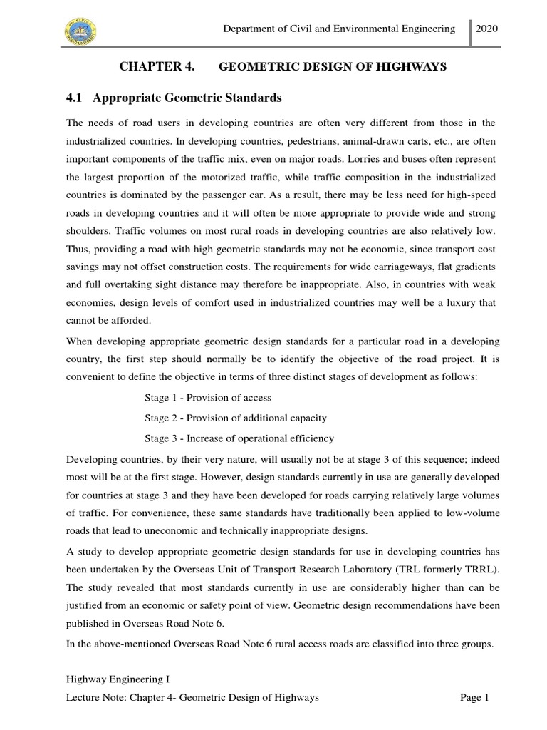 Geometric Design Standards for Highways | PDF | Road | Angle