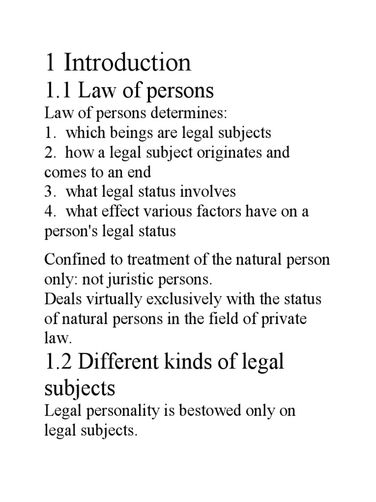 Legal Status of Natural and Juristic Persons | PDF | Marriage | Law Of ...