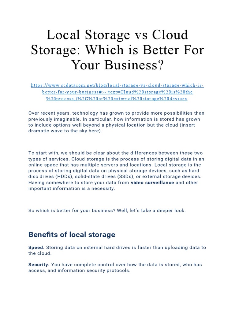Local Storage Vs Cloud Storage PDF