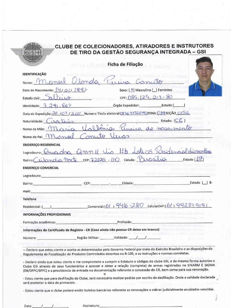 Ficha de Filiação PDF