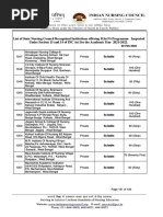 List of State Nursing Council Recognised Institutions Offering B.SC (N) Programme Inspected Under Section 13 and 14 of INC Act For The Academic Year 2021 2022