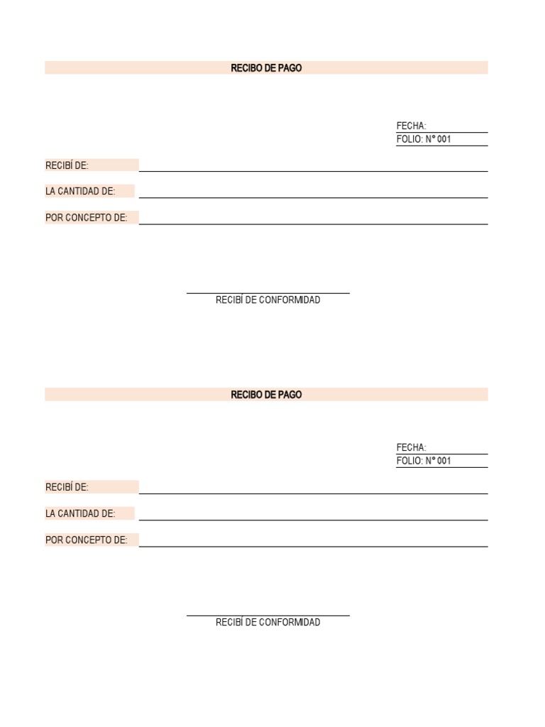 Modelo de Recibo de Pago Simple | PDF