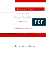 Routh-Hurwitz Criterion: Baojun Song, PH.D