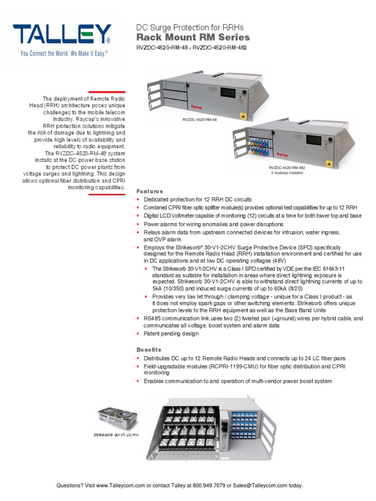Raycap RVZDC-4520-RM-48x Data Sheet | PDF | Computers