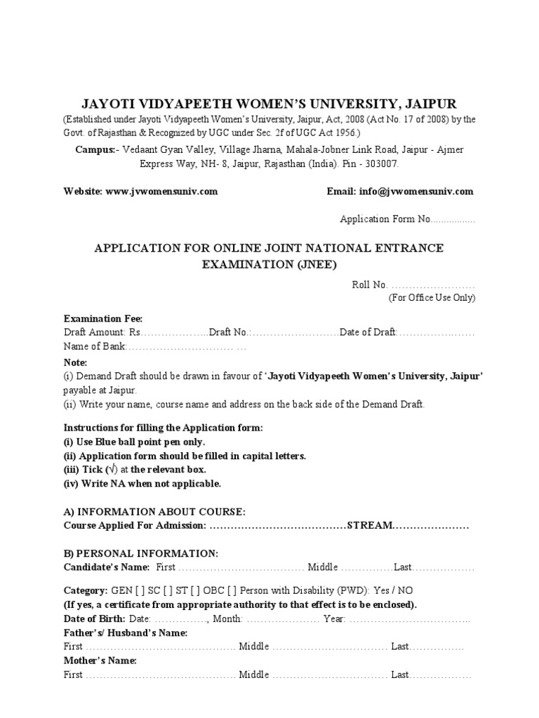 JNEE Applicaton Form | PDF | Test (Assessment) | Educational Assessment ...