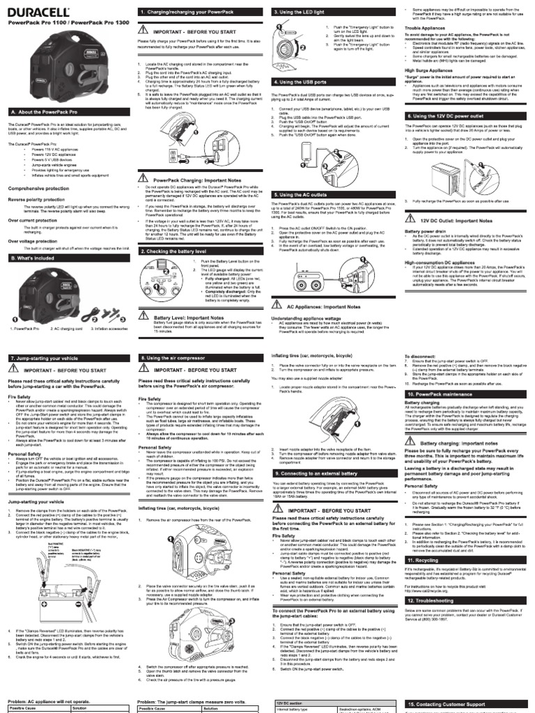 Duracell Powerpack Pro 1100 1300 en PDF