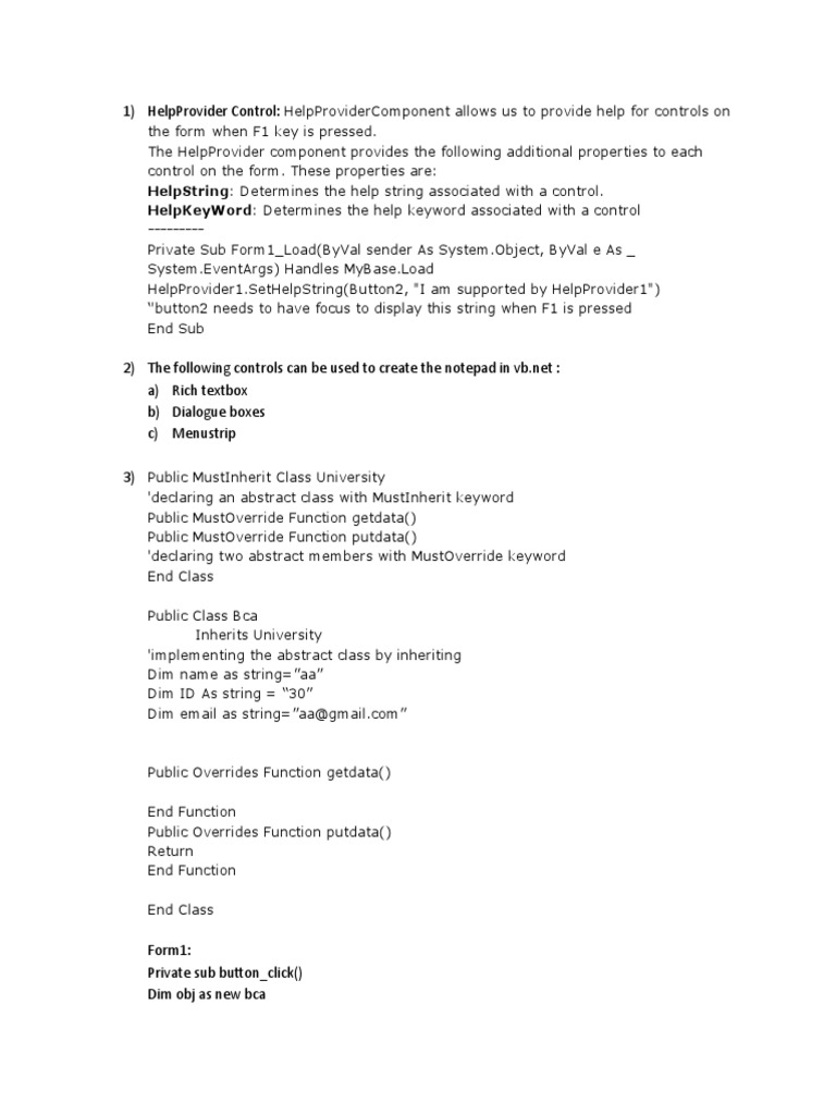 VB.NET HelpProvider Control Overview | PDF | Computer Programming ...