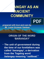 Barangay as an Ancient Community