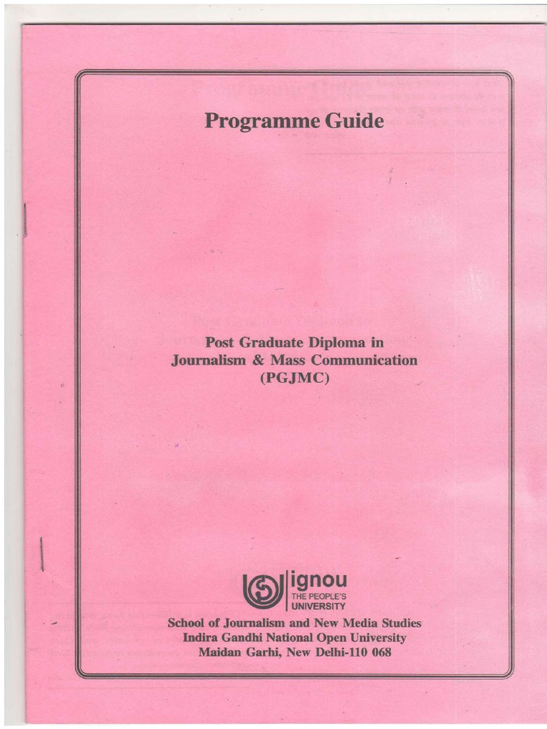 IGNOU PG Diploma in Journalism Guide | PDF | Public Relations | Mass Media