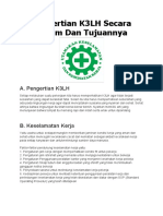 Pengertian K3LH Secara Umum Dan Tujuannya