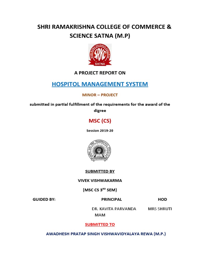 Hospital Management System Project Report | PDF | Html | Html Element