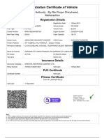 Registration Certificate of Vehicle: Issuing Authority: Dy Rto Pimpri Chinchwad, Maharashtra