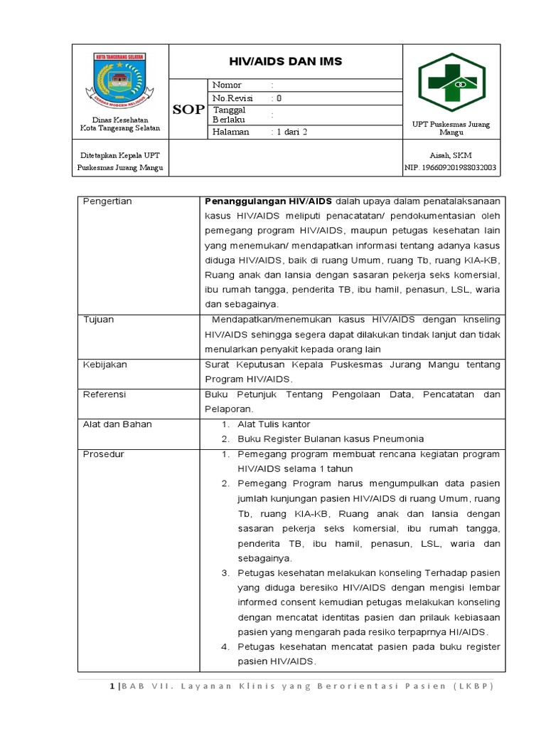 Sop Program Hiv | PDF