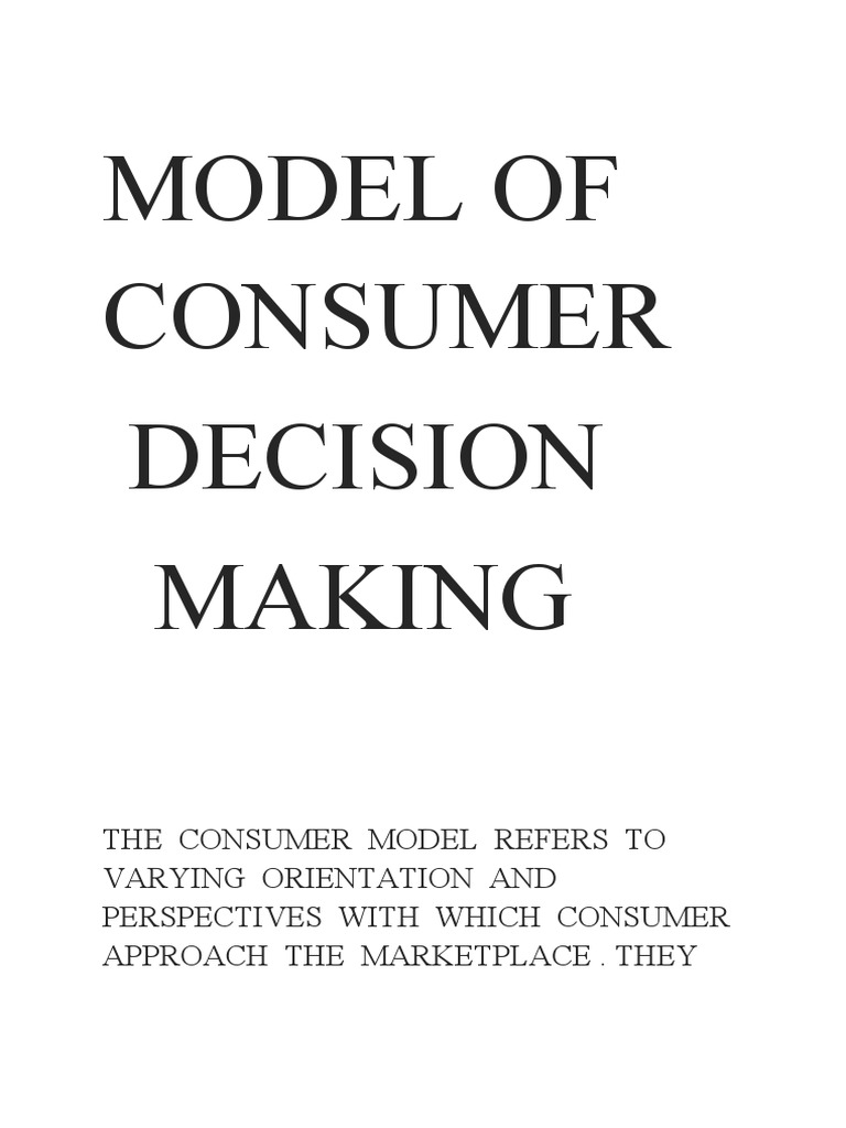 Consumer Decision-Making Models | PDF | Business | Finance & Money ...