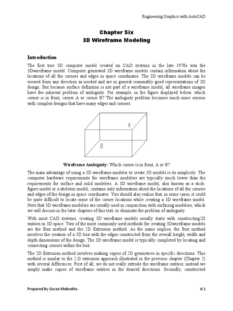 Auto CAD Chapter 06 3D Wireframe Modeling PDF