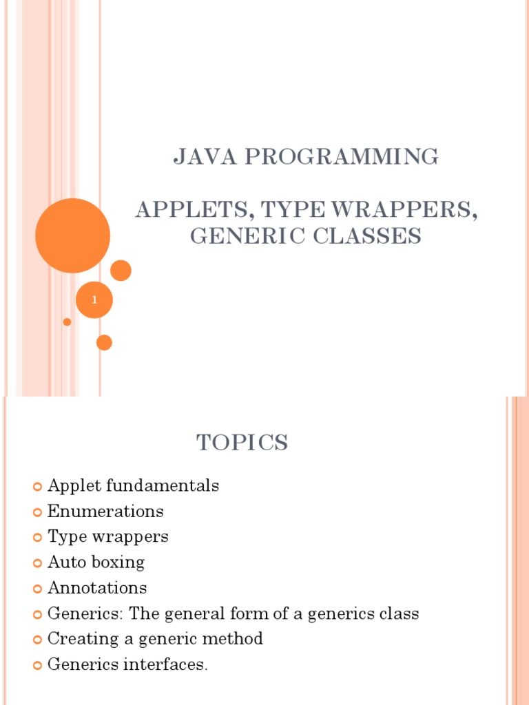 Java Programming Applets, Type Wrappers, Generic Classes | PDF | Data ...