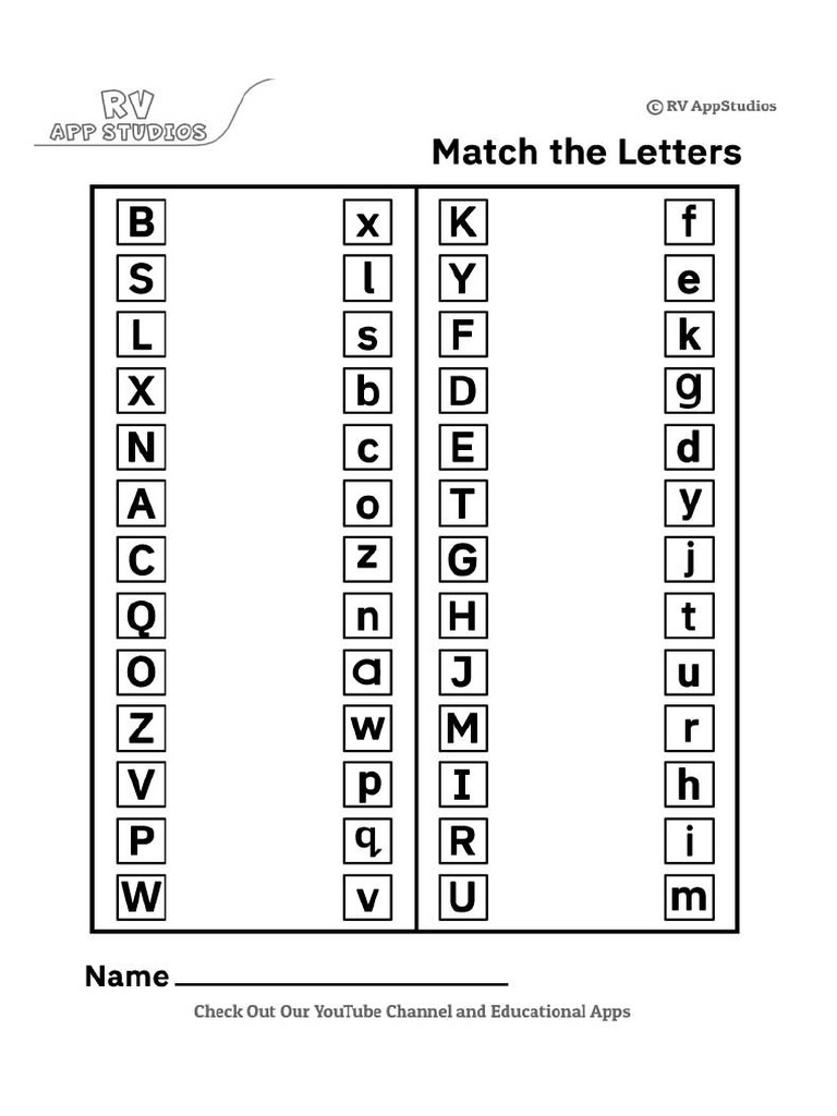 125 Free Printable Worksheets For Kids Alphabet Match Letters Worksheet