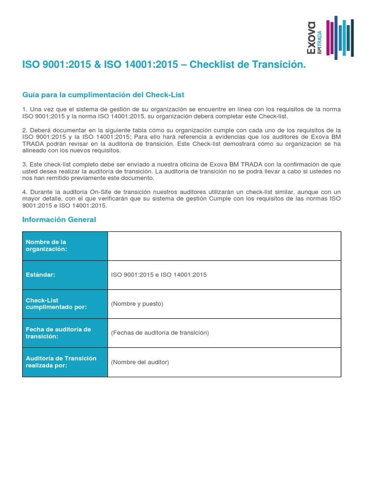 Checklist SIG - ISO 9001y14001 2015 | PDF | Auditoría | Planificación