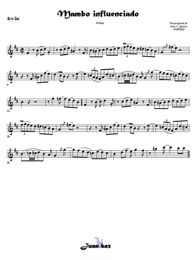 Mambo Influenciado Alto Sax Pdf