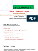 Ee 201.3 Electronics Ii: Lecture 7-Oscillator Circuits