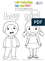 Preschool Boy and Girl Words Coloring Worksheet