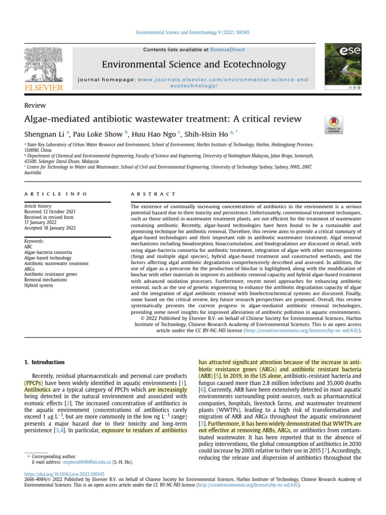 AlgaeMed Antibiotic Wastewater Treatment PDF