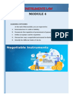 Negotiable Instruments Law: Learning Outcomes