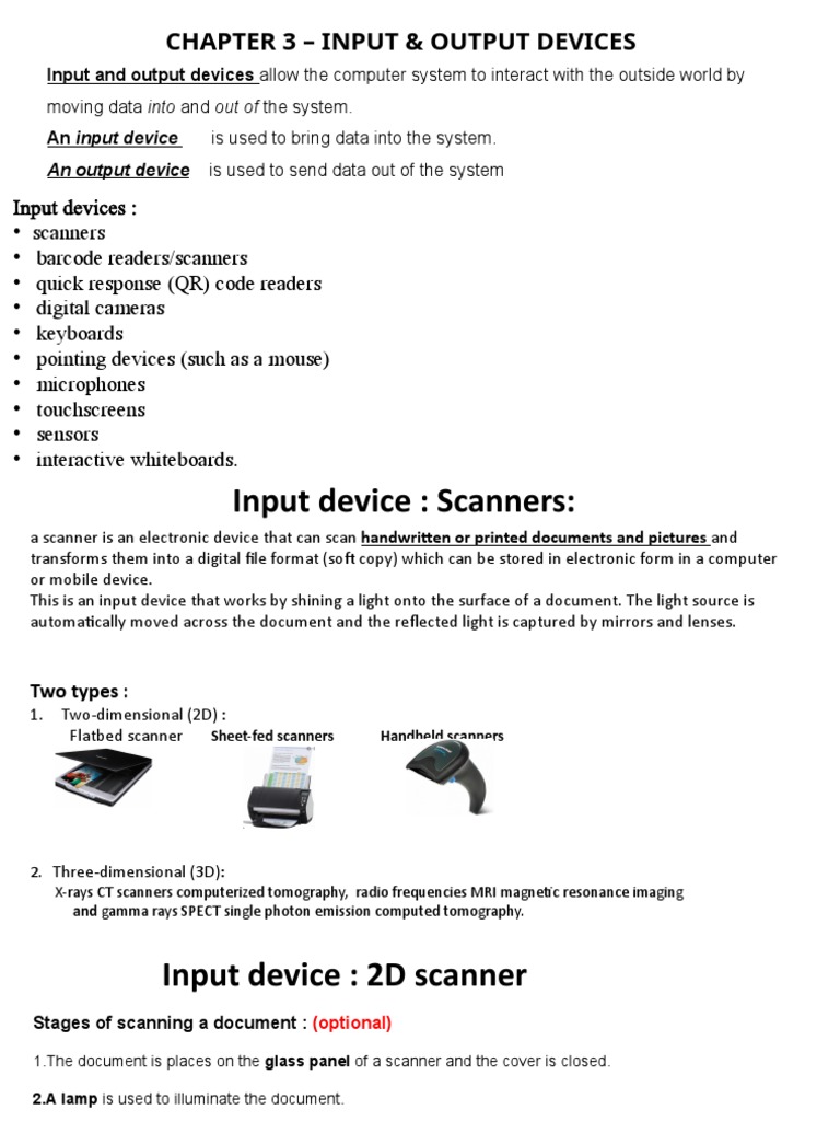 Chapter 3-Input Devices | PDF | Image Scanner | Barcode