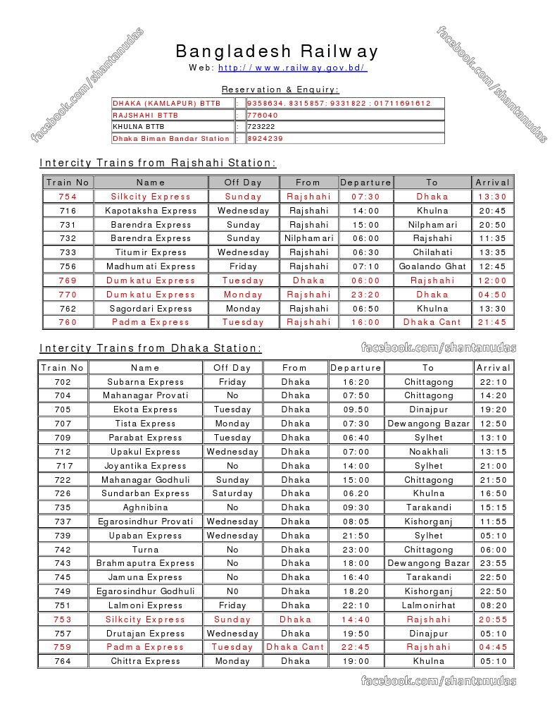 Train Schedule Bangladesh Railway PDF Bangladesh Dhaka