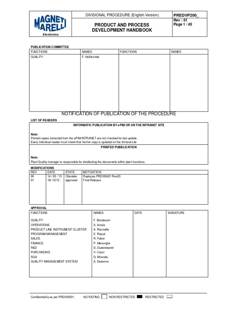R&D Procedure - Product - Development - Handbook | PDF | Project ...