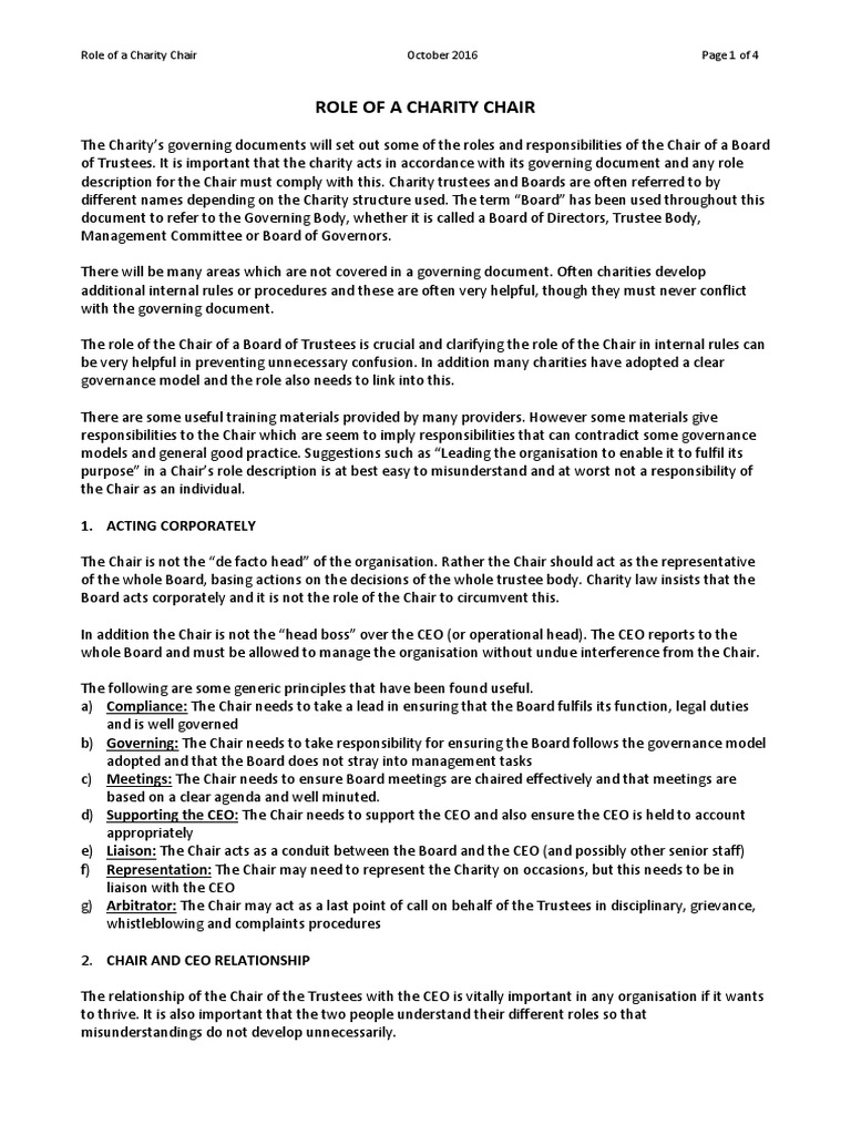 Roles of The Chair and CEO | PDF | Performance Appraisal | Board Of ...