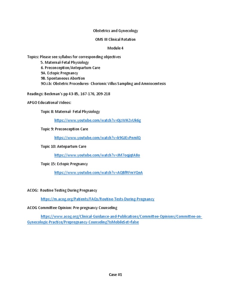 Obstetrics & Gynecology Clinical Rotation Guide | PDF | Pregnancy ...