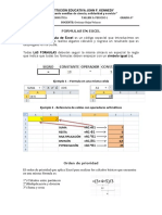 Taller 3 - Informática - 1P - Formulas en Excel - Grado 8
