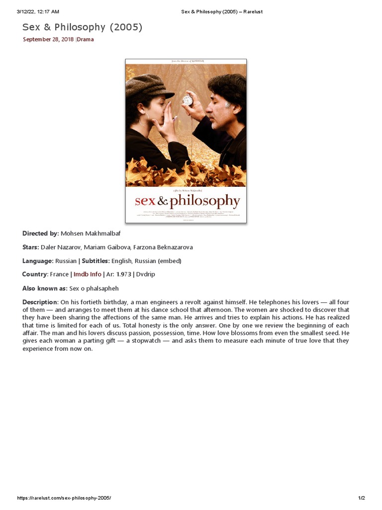 Sex And Philosophy 2005 Rarelust Pdf
