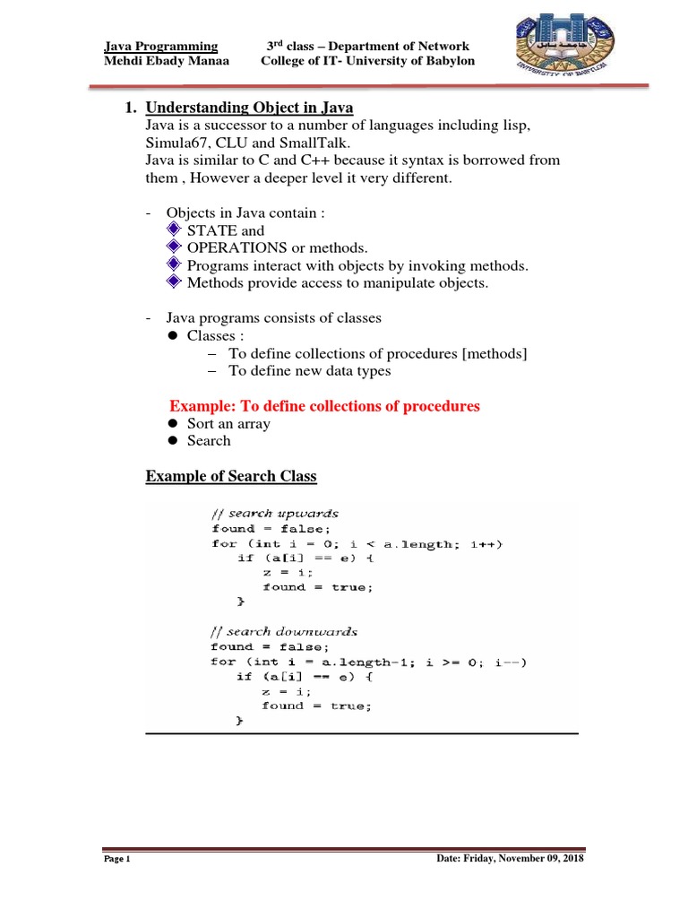 Understanding Object in Java Example To Define Collections of