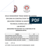 Kolej Kemahiran Tinggi Mara Sri Gading Diploma in Construction Technology (Building Forensic & Maintenance) Technical Science (DCC 1052) Lab Report
