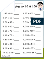 Grade 6 Multiplying by 10 100 Worksheet 1