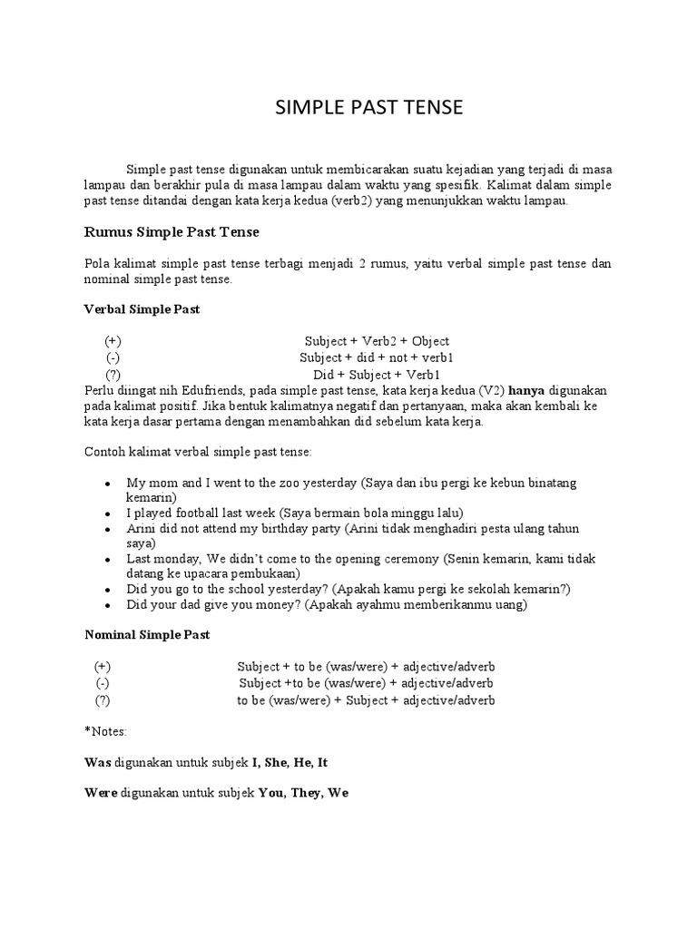 Panduan Lengkap Simple Past Tense | PDF