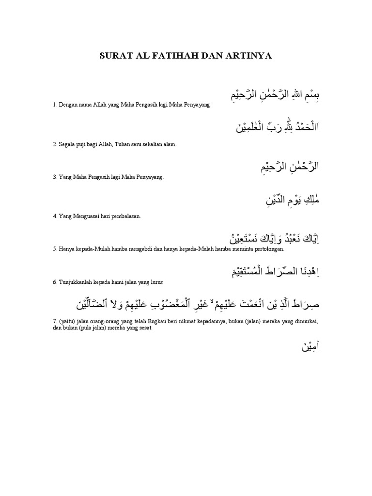 Al Fatihah Dan Artinya Pdf